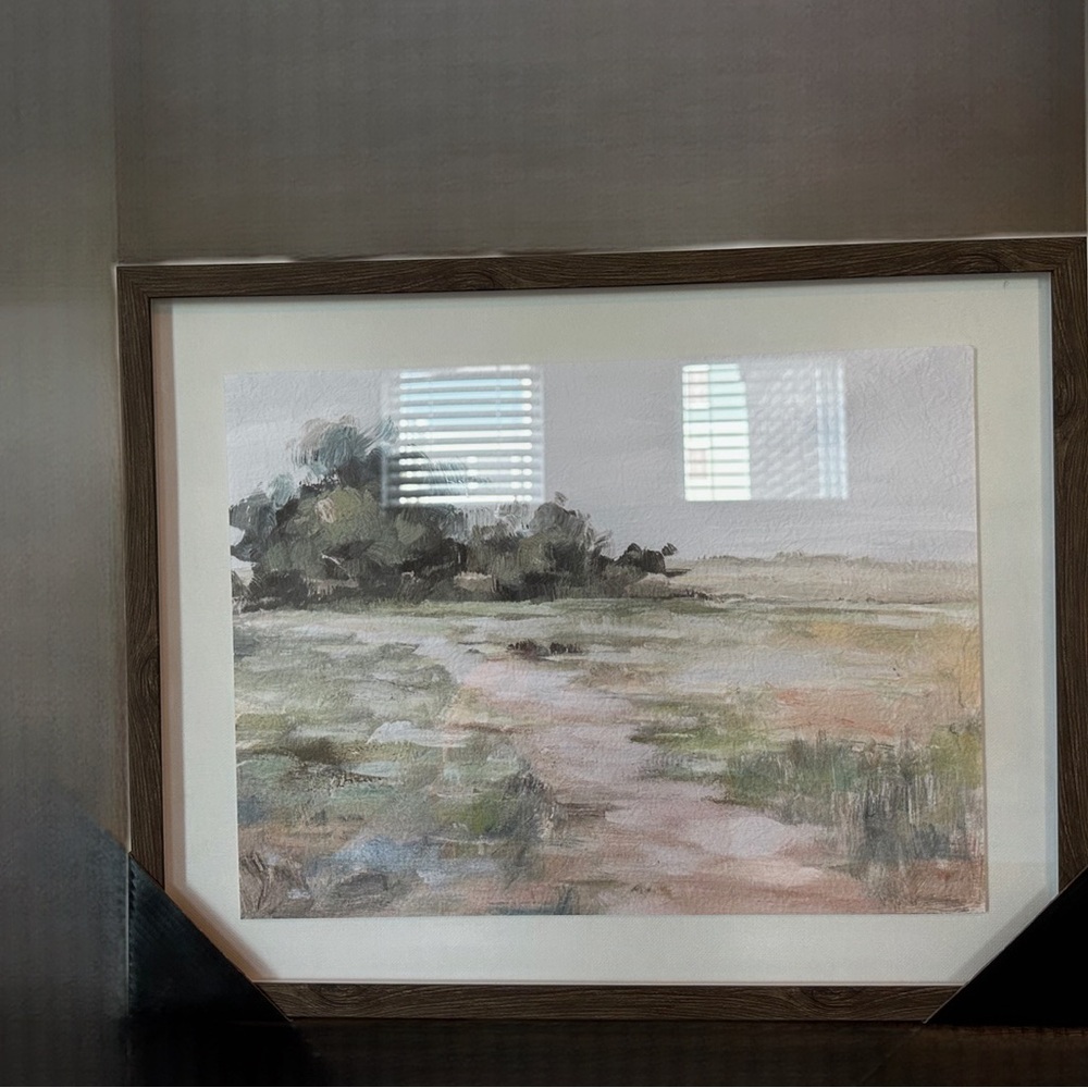 Source Unknown Brown and Green Landscape Painting